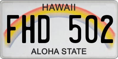 HI license plate FHD502