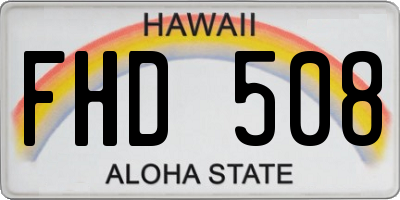HI license plate FHD508