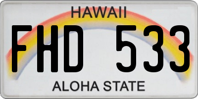 HI license plate FHD533