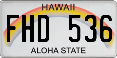 HI license plate FHD536