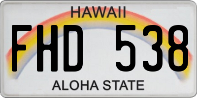 HI license plate FHD538