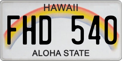 HI license plate FHD540
