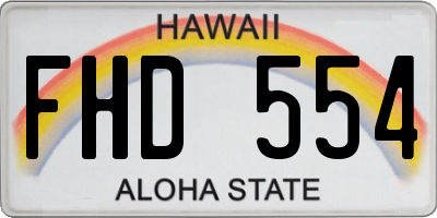 HI license plate FHD554