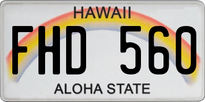 HI license plate FHD560