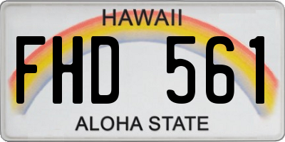 HI license plate FHD561