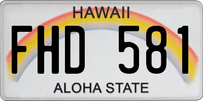HI license plate FHD581