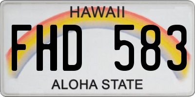 HI license plate FHD583