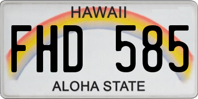 HI license plate FHD585