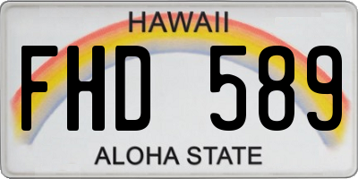 HI license plate FHD589