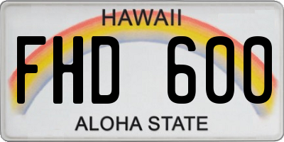 HI license plate FHD600