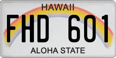 HI license plate FHD601