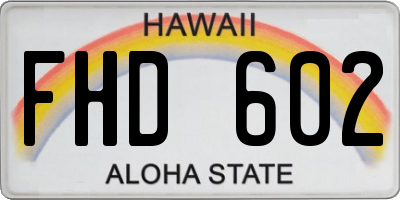 HI license plate FHD602