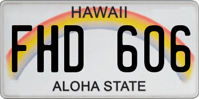 HI license plate FHD606