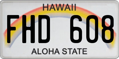 HI license plate FHD608