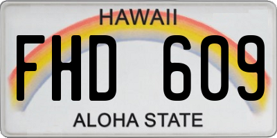 HI license plate FHD609
