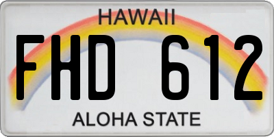HI license plate FHD612