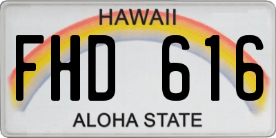 HI license plate FHD616