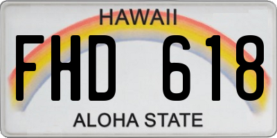 HI license plate FHD618