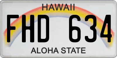 HI license plate FHD634