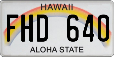 HI license plate FHD640
