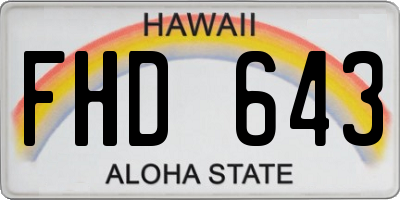 HI license plate FHD643