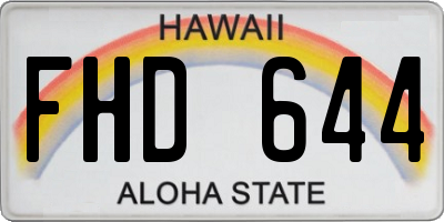HI license plate FHD644
