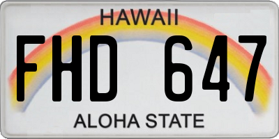 HI license plate FHD647