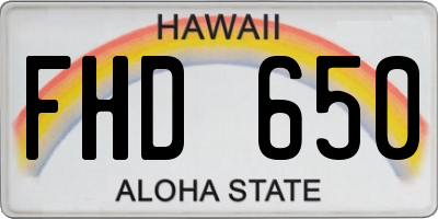 HI license plate FHD650