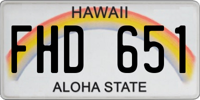 HI license plate FHD651