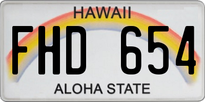 HI license plate FHD654
