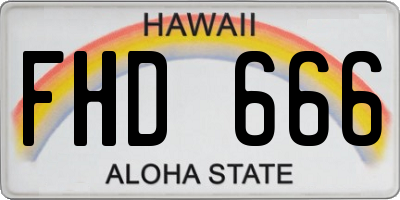 HI license plate FHD666