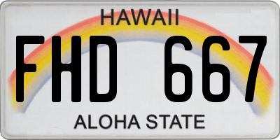 HI license plate FHD667
