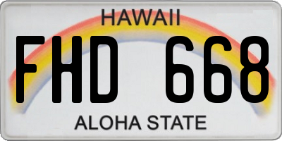 HI license plate FHD668