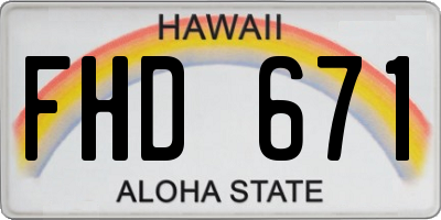 HI license plate FHD671