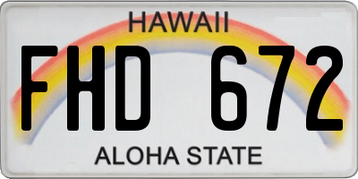 HI license plate FHD672