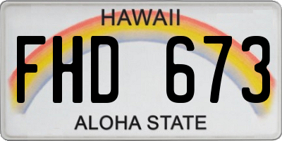 HI license plate FHD673
