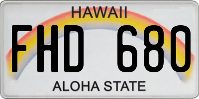 HI license plate FHD680