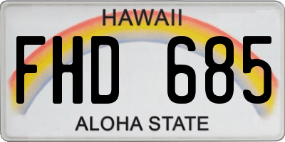 HI license plate FHD685