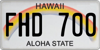 HI license plate FHD700