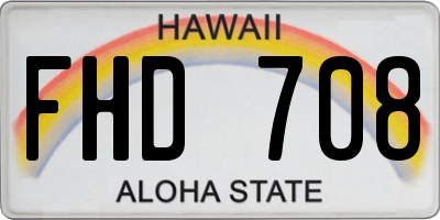 HI license plate FHD708