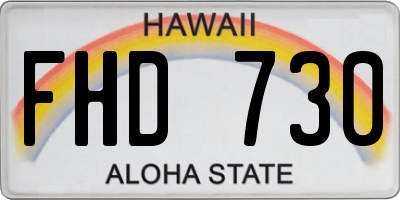 HI license plate FHD730