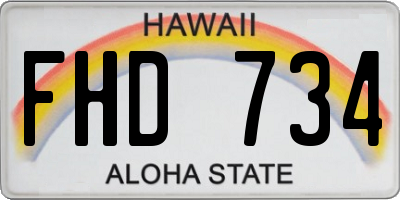 HI license plate FHD734