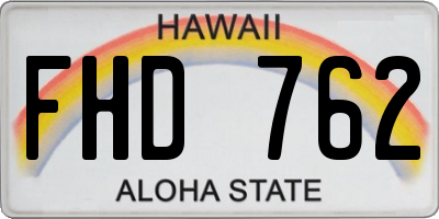 HI license plate FHD762