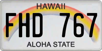 HI license plate FHD767