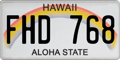 HI license plate FHD768