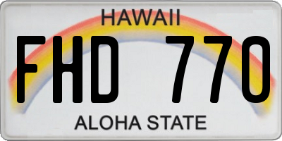 HI license plate FHD770