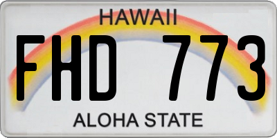 HI license plate FHD773