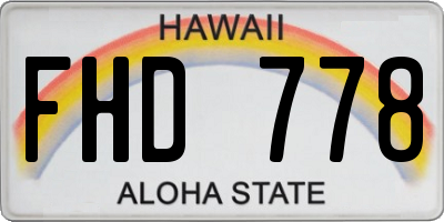 HI license plate FHD778