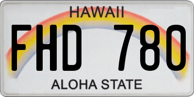 HI license plate FHD780