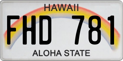 HI license plate FHD781